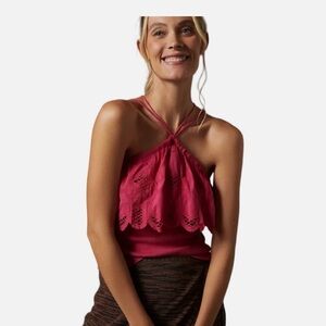 Anthropologie Fuchsia Lace Halter Top